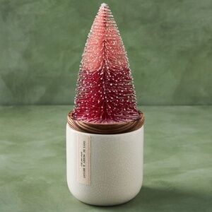 Anthropologie Frosted Bottle Brush Tree Candle NWT